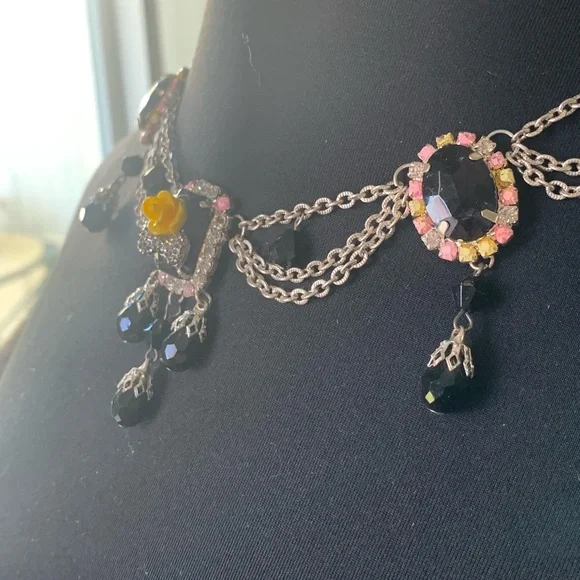 Necklace and earring set black and yellow - Picture 13 of 16